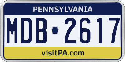 PA license plate MDB2617