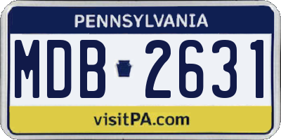 PA license plate MDB2631