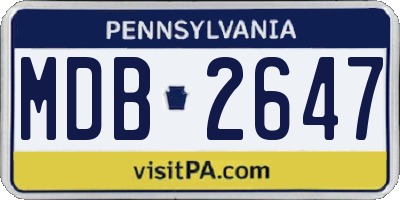 PA license plate MDB2647