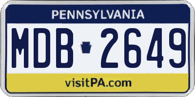PA license plate MDB2649
