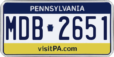 PA license plate MDB2651