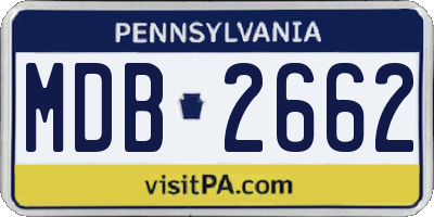 PA license plate MDB2662