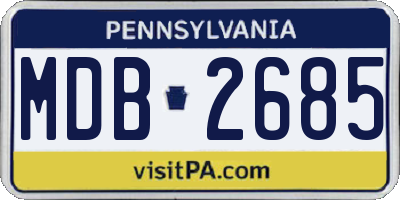 PA license plate MDB2685