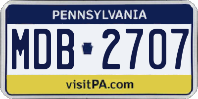 PA license plate MDB2707