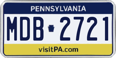 PA license plate MDB2721