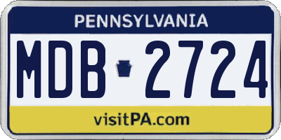 PA license plate MDB2724