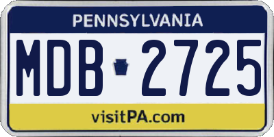 PA license plate MDB2725