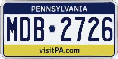 PA license plate MDB2726