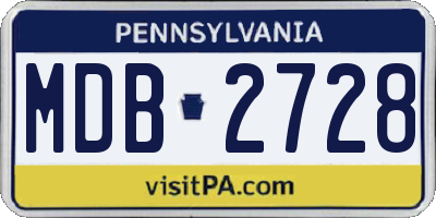 PA license plate MDB2728