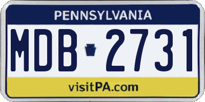 PA license plate MDB2731