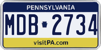 PA license plate MDB2734