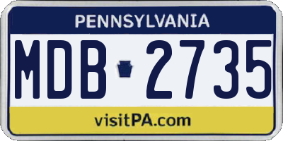PA license plate MDB2735