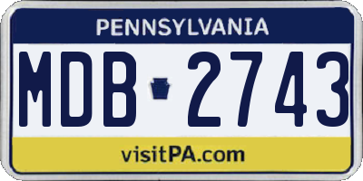 PA license plate MDB2743