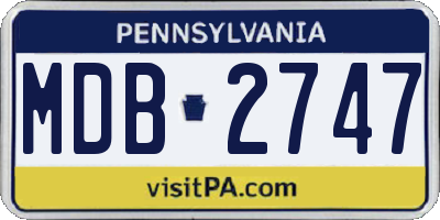 PA license plate MDB2747