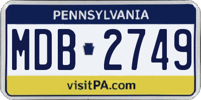 PA license plate MDB2749