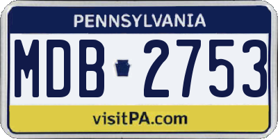 PA license plate MDB2753