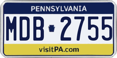 PA license plate MDB2755