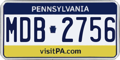 PA license plate MDB2756