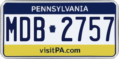 PA license plate MDB2757