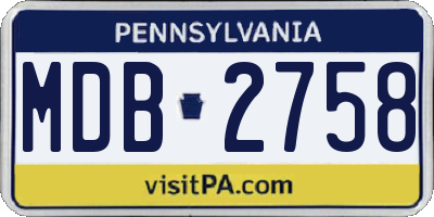 PA license plate MDB2758