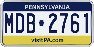 PA license plate MDB2761