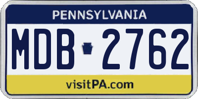 PA license plate MDB2762