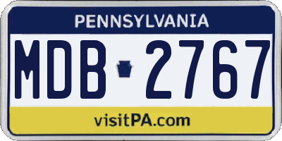 PA license plate MDB2767