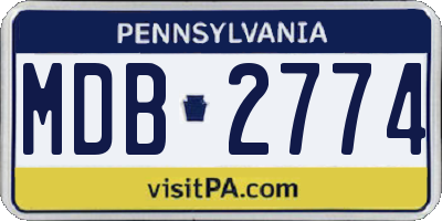 PA license plate MDB2774