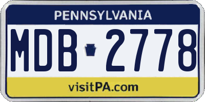 PA license plate MDB2778