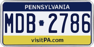 PA license plate MDB2786