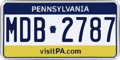 PA license plate MDB2787