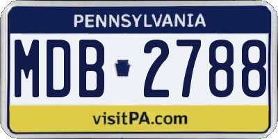 PA license plate MDB2788