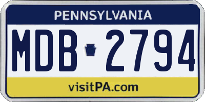 PA license plate MDB2794
