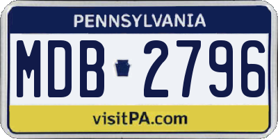 PA license plate MDB2796