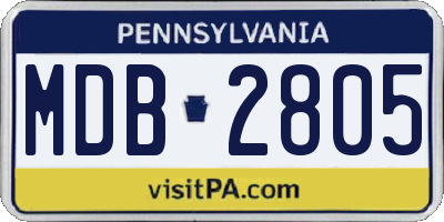PA license plate MDB2805