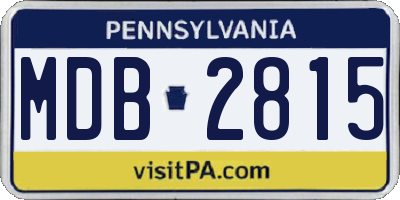 PA license plate MDB2815