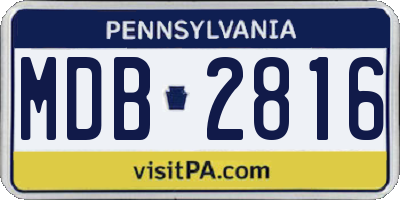 PA license plate MDB2816