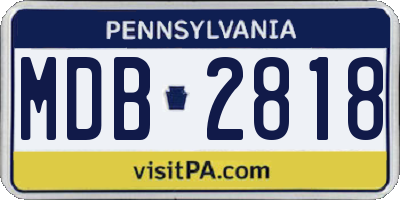 PA license plate MDB2818