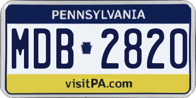 PA license plate MDB2820
