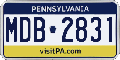 PA license plate MDB2831
