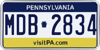 PA license plate MDB2834