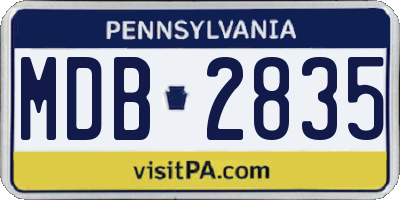 PA license plate MDB2835