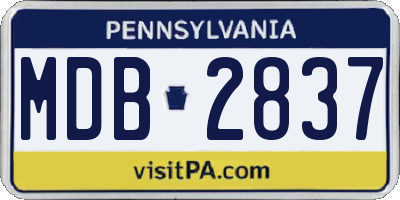 PA license plate MDB2837