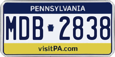 PA license plate MDB2838