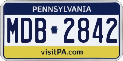 PA license plate MDB2842