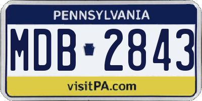 PA license plate MDB2843