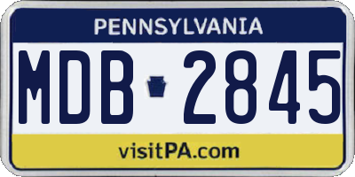 PA license plate MDB2845