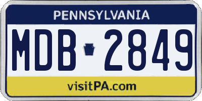 PA license plate MDB2849