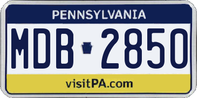 PA license plate MDB2850