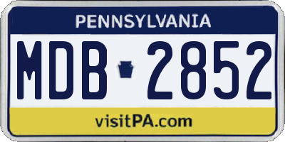 PA license plate MDB2852
